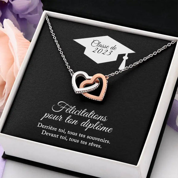 Cadeau de graduation. Un collier en or blanc 14k orné de pierre de zircon AAA. Offert dans un coffret-cadeau avec une carte de message sentimentale.