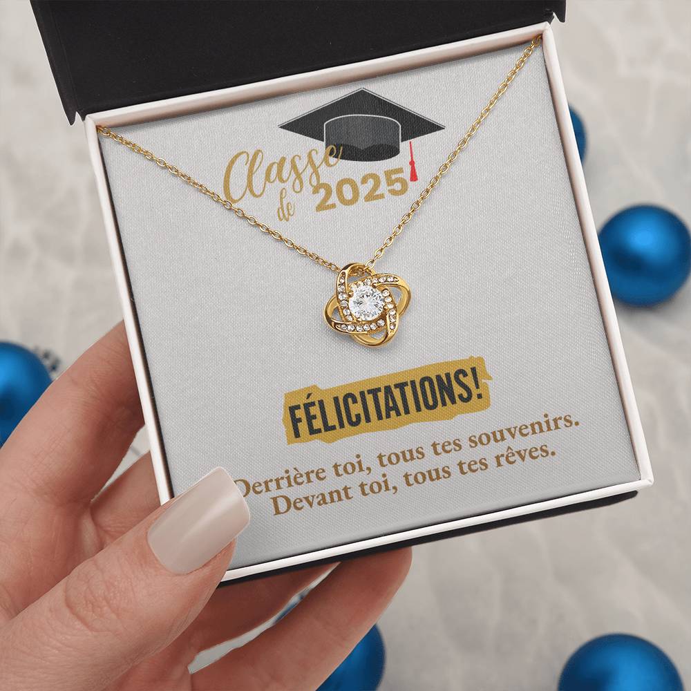 Félicitations! Cadeau de graduation 2025 | Collier Noeud d'Amour