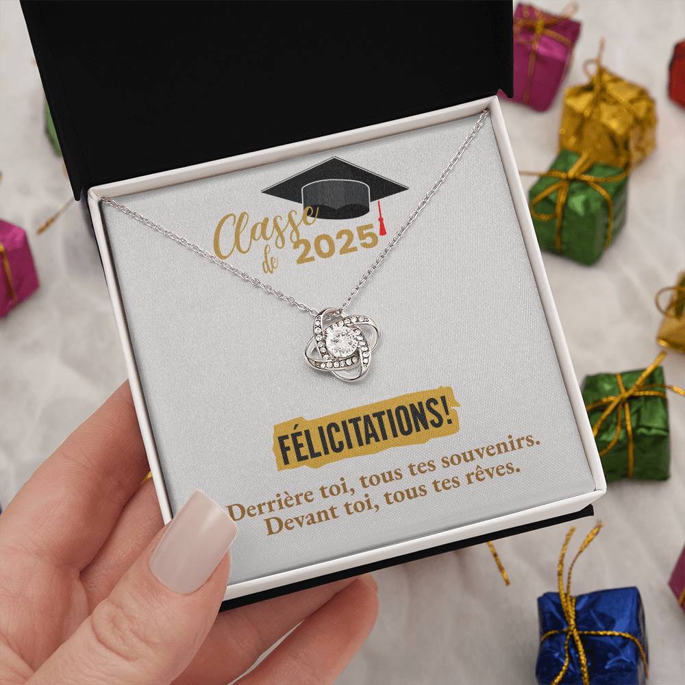 Félicitations! Cadeau de graduation 2025 | Collier Noeud d'Amour