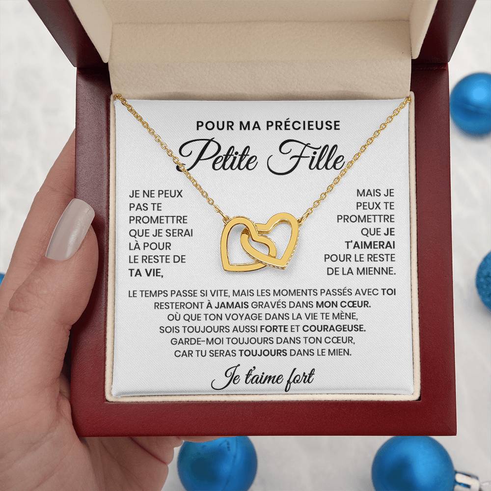 Pour Ma Précieuse Petite Fille - Collier Coeurs Entrelacés En Or Jaune 18K