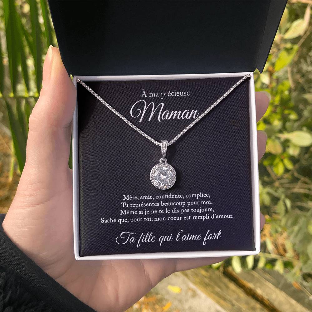Collier Mère Fille - Pour ma précieuse maman - De ta fille qui t'aime fort
