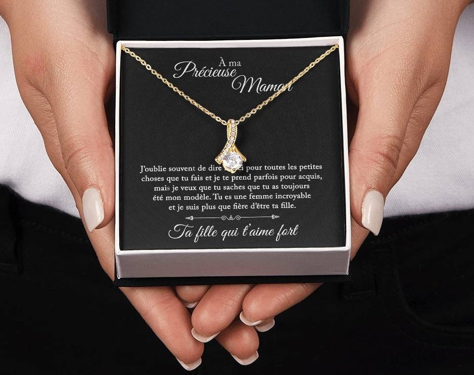 À Ma Précieuse Maman - Je Suis Fière D'être Ta Fille - Collier Noeud D'amour