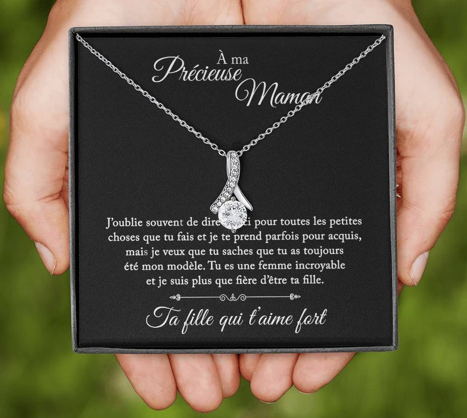 À Ma Précieuse Maman - Je Suis Fière D'être Ta Fille - Collier Noeud D'amour