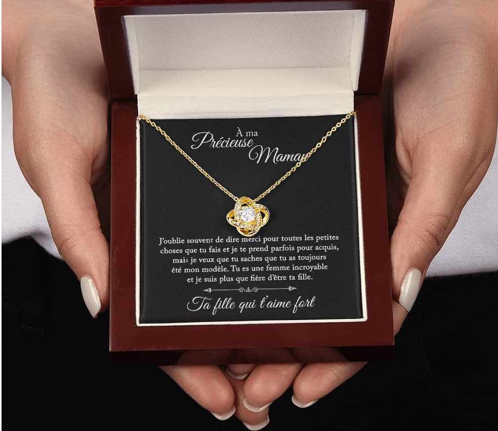 À Ma Précieuse Maman - Je Suis Fière D'être Ta Fille - Collier Noeud D'amour