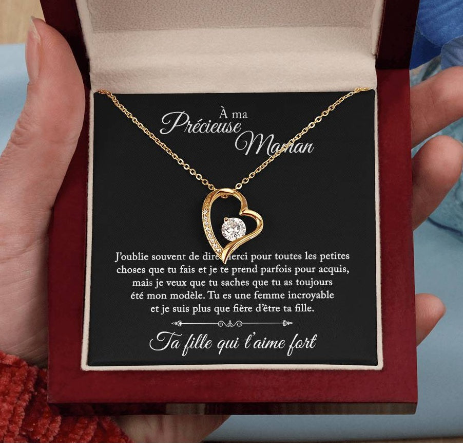 À Ma Précieuse Maman - Je Suis Fière D'être Ta Fille - Collier Noeud D'amour
