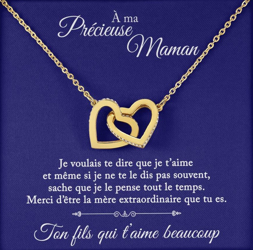 À ma précieuse maman - Ton fils qui t'aime - Collier Coeur