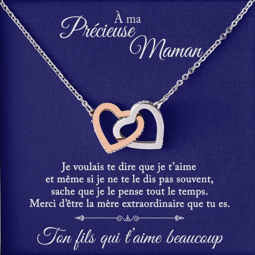 À ma précieuse maman - Ton fils qui t'aime - Collier Coeur