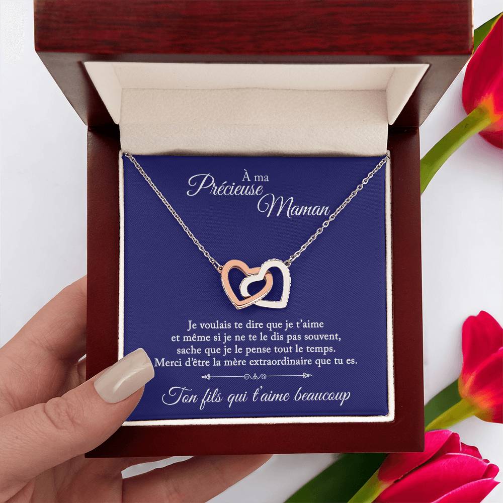 À ma précieuse maman - Ton fils qui t'aime - Collier Coeur
