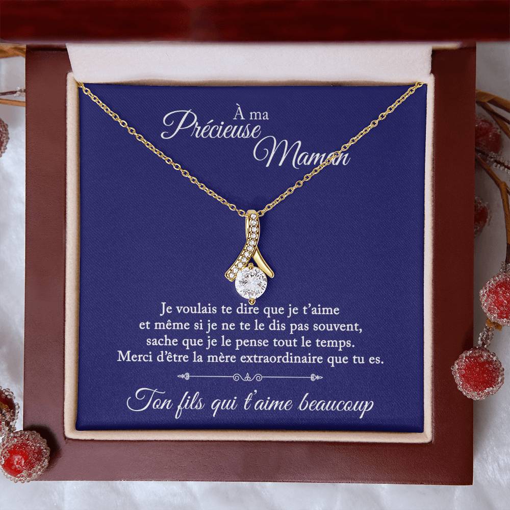 À ma précieuse maman - Ton fils qui t'aime - Collier Coeur