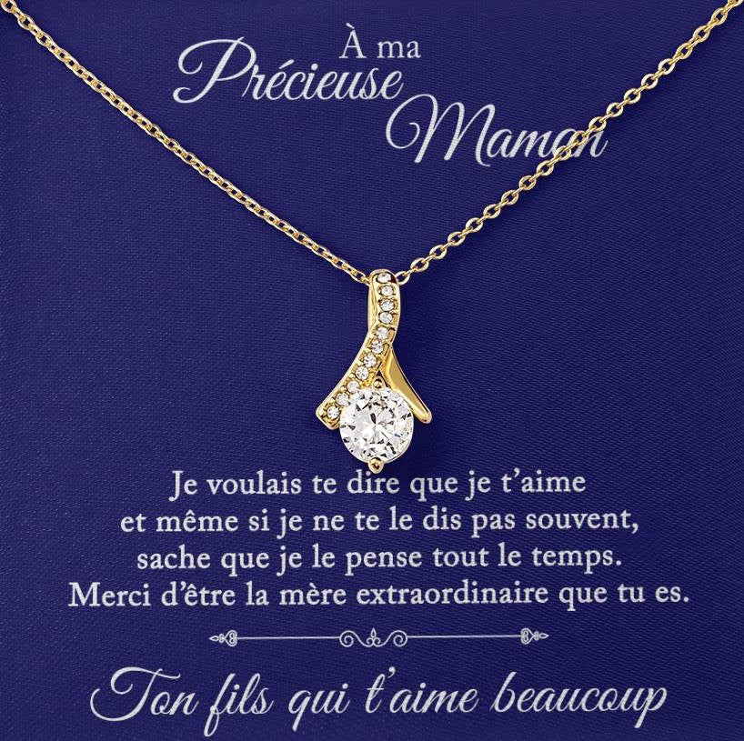 À ma précieuse maman - Ton fils qui t'aime - Collier Coeur