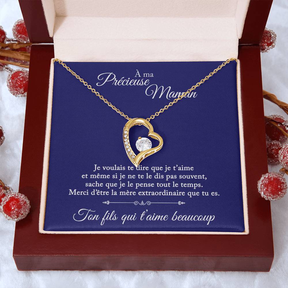 À ma précieuse maman - Ton fils qui t'aime - Collier Coeur
