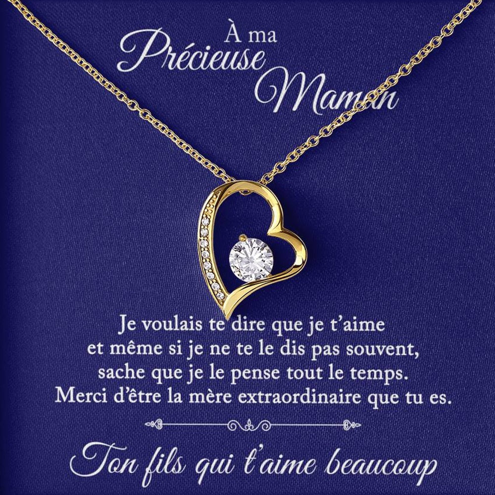 À ma précieuse maman - Ton fils qui t'aime - Collier Coeur