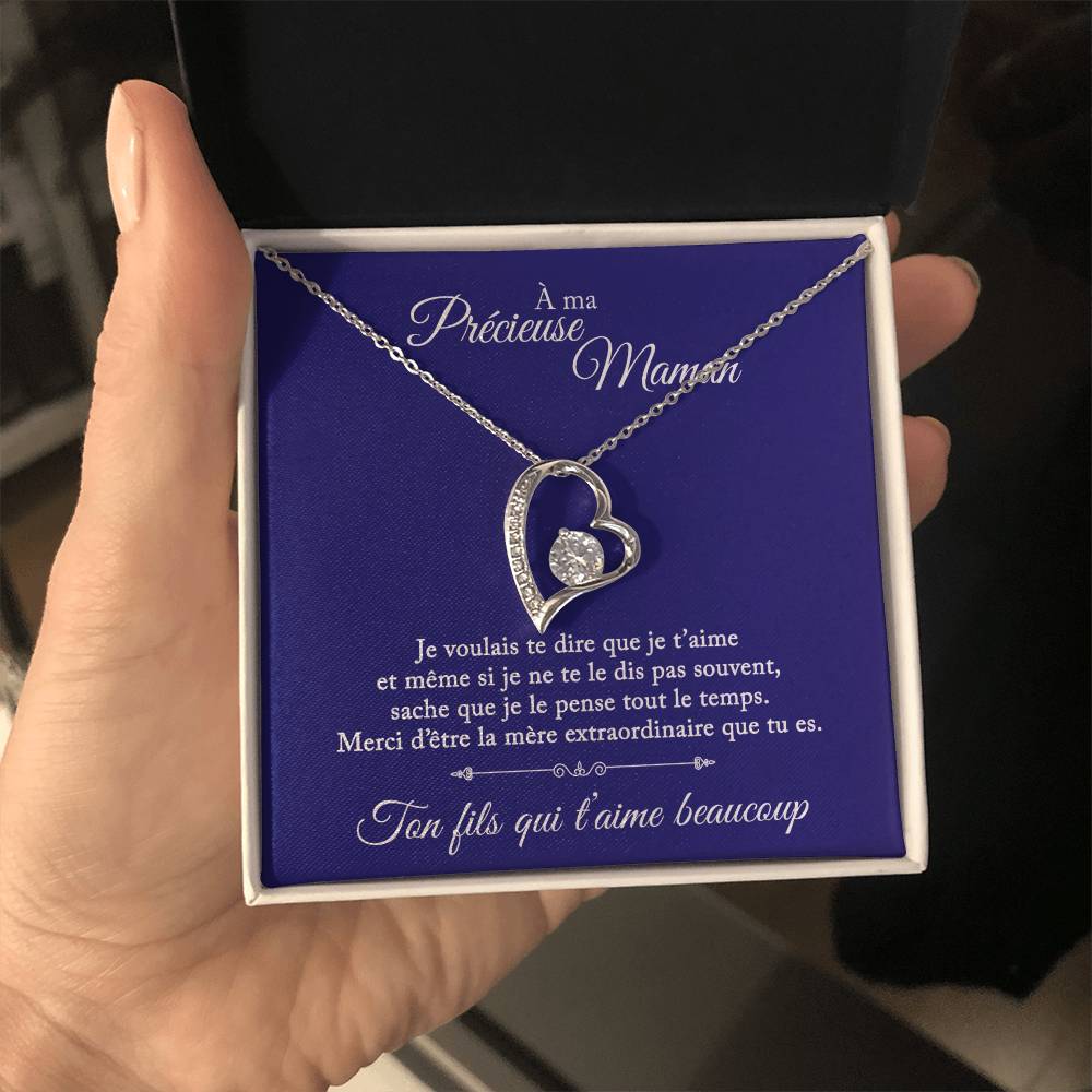 À ma précieuse maman - Ton fils qui t'aime - Collier Coeur