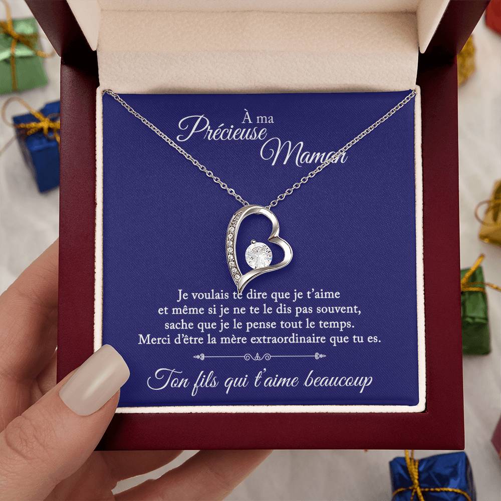 À ma précieuse maman - Ton fils qui t'aime - Collier Coeur