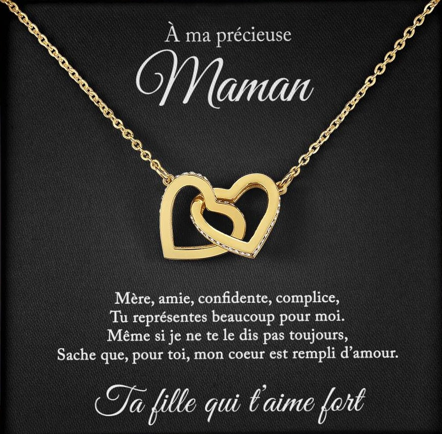 Collier Mère Fille - Pour ma précieuse maman - De ta fille qui t'aime fort