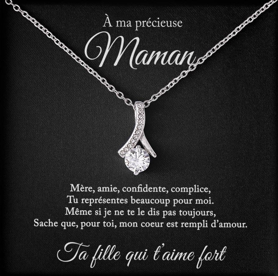 Collier Mère Fille - Pour ma précieuse maman - De ta fille qui t'aime fort