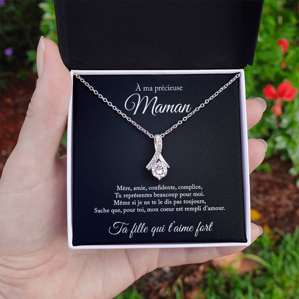 Collier Mère Fille - Pour ma précieuse maman - De ta fille qui t'aime fort
