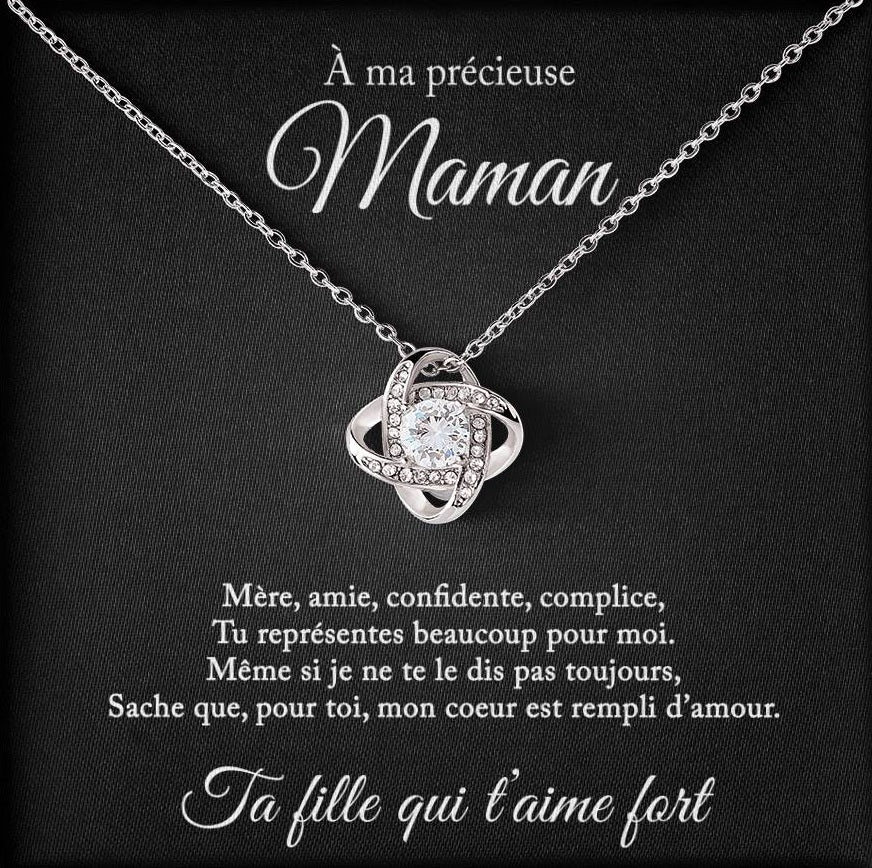 Collier Mère Fille - Pour ma précieuse maman - De ta fille qui t'aime fort