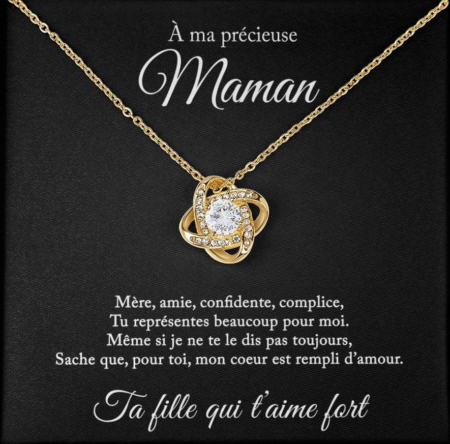 Collier Mère Fille - Pour ma précieuse maman - De ta fille qui t'aime fort