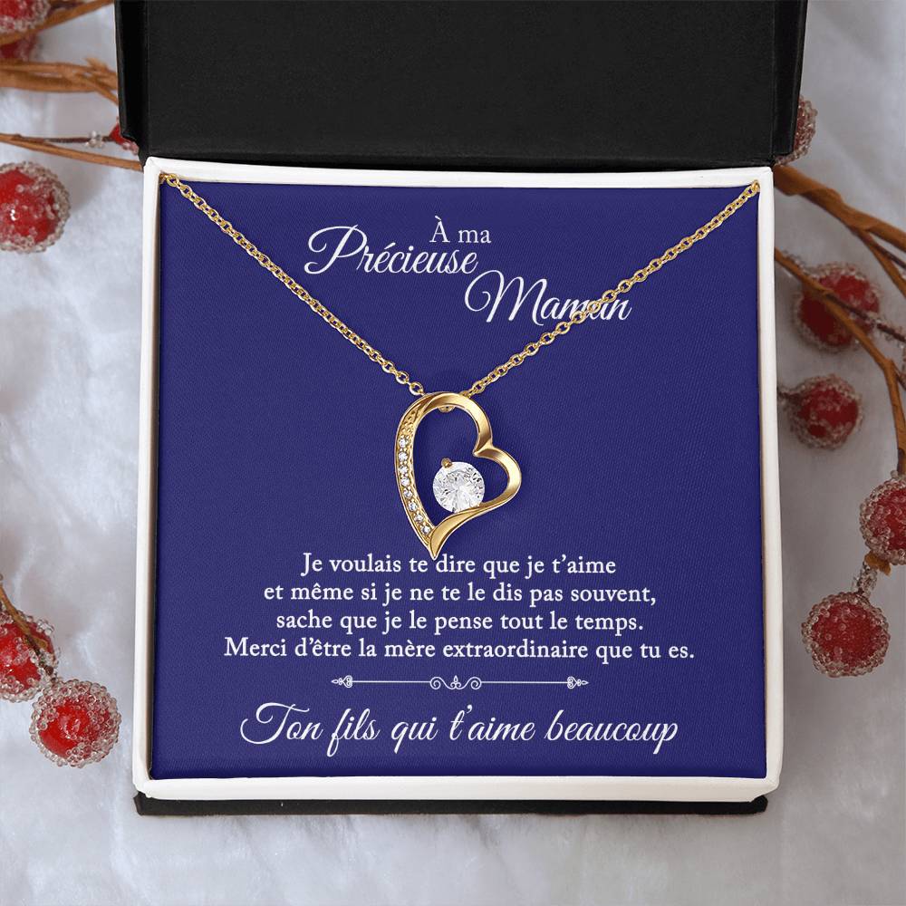 À ma précieuse maman - Ton fils qui t'aime - Collier Coeur