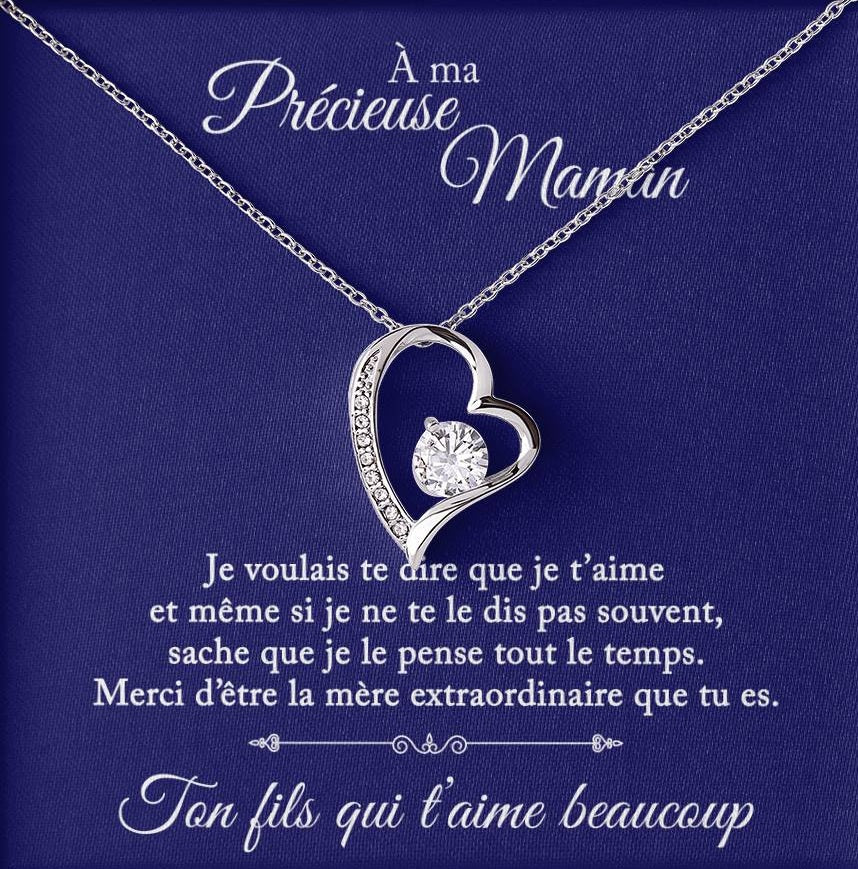 À ma précieuse maman - Ton fils qui t'aime - Collier Coeur