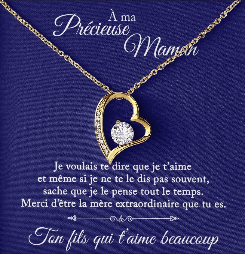 À ma précieuse maman - Ton fils qui t'aime - Collier Coeur