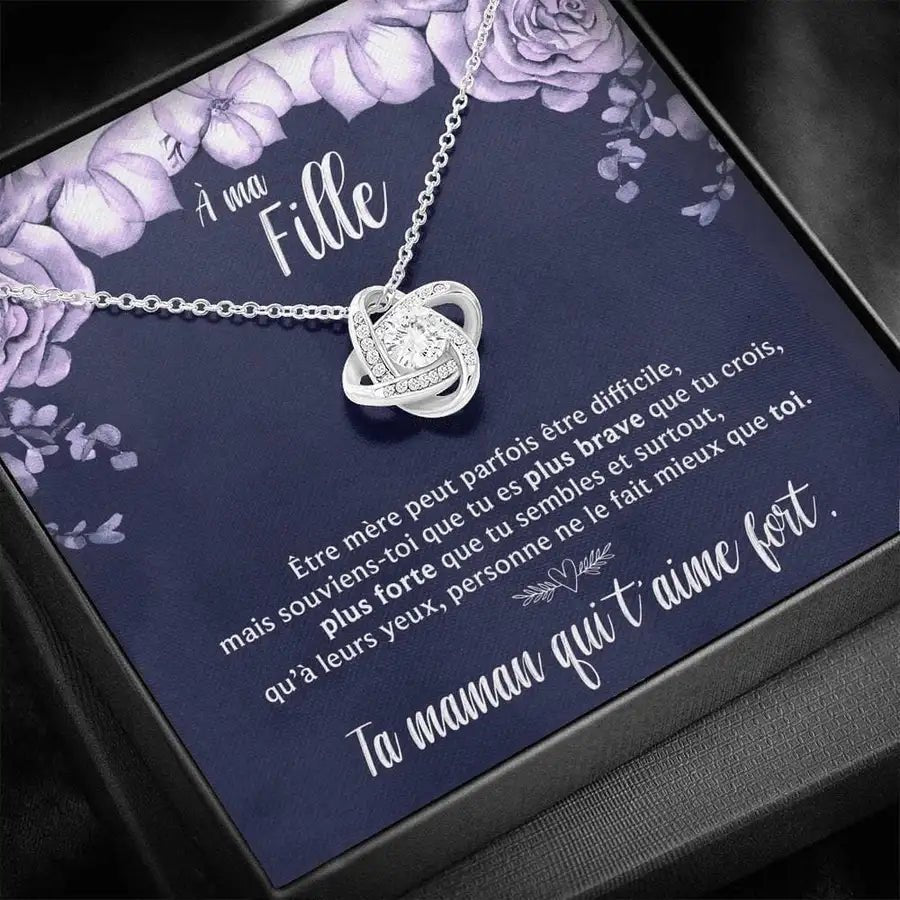 Cadeau Pour Fille. Collier noeud d'amour avec une belle pensée