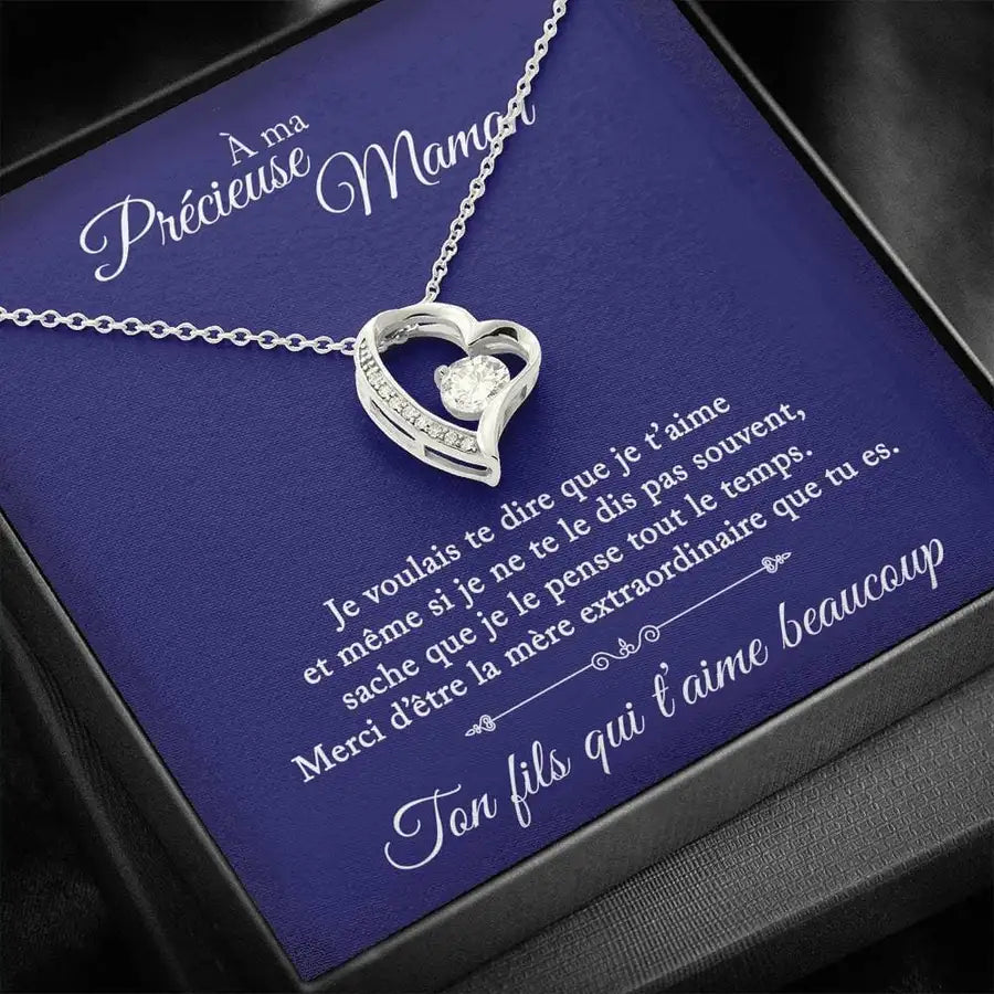 À ma précieuse maman - Ton fils qui t'aime - Collier Coeur - La Petite Pensée