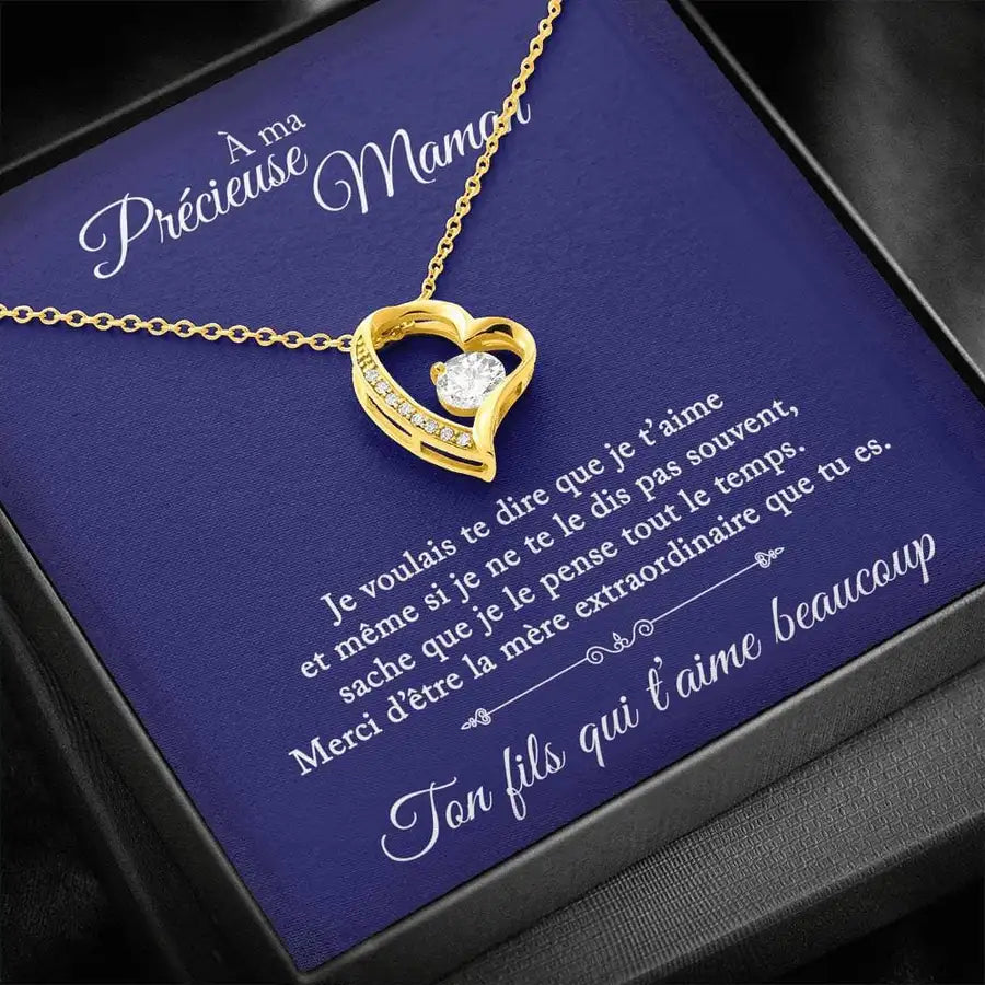 À ma précieuse maman - Ton fils qui t'aime - Collier Coeur - La Petite Pensée