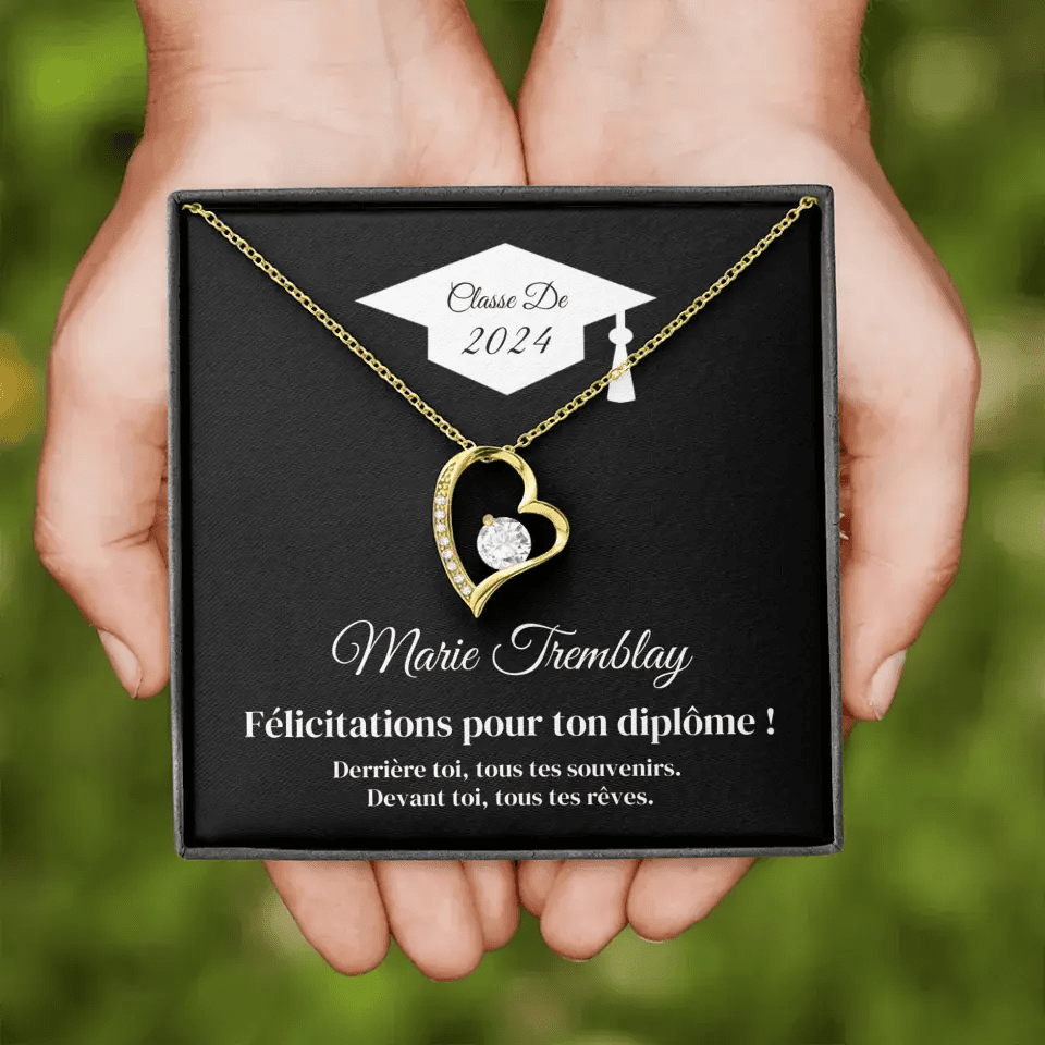 Cadeau De Graduation Personnalisé Pour Femme | Collier Coeur En Or