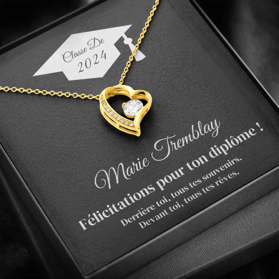 Cadeau De Graduation Personnalisé Pour Femme | Collier Coeur En Or