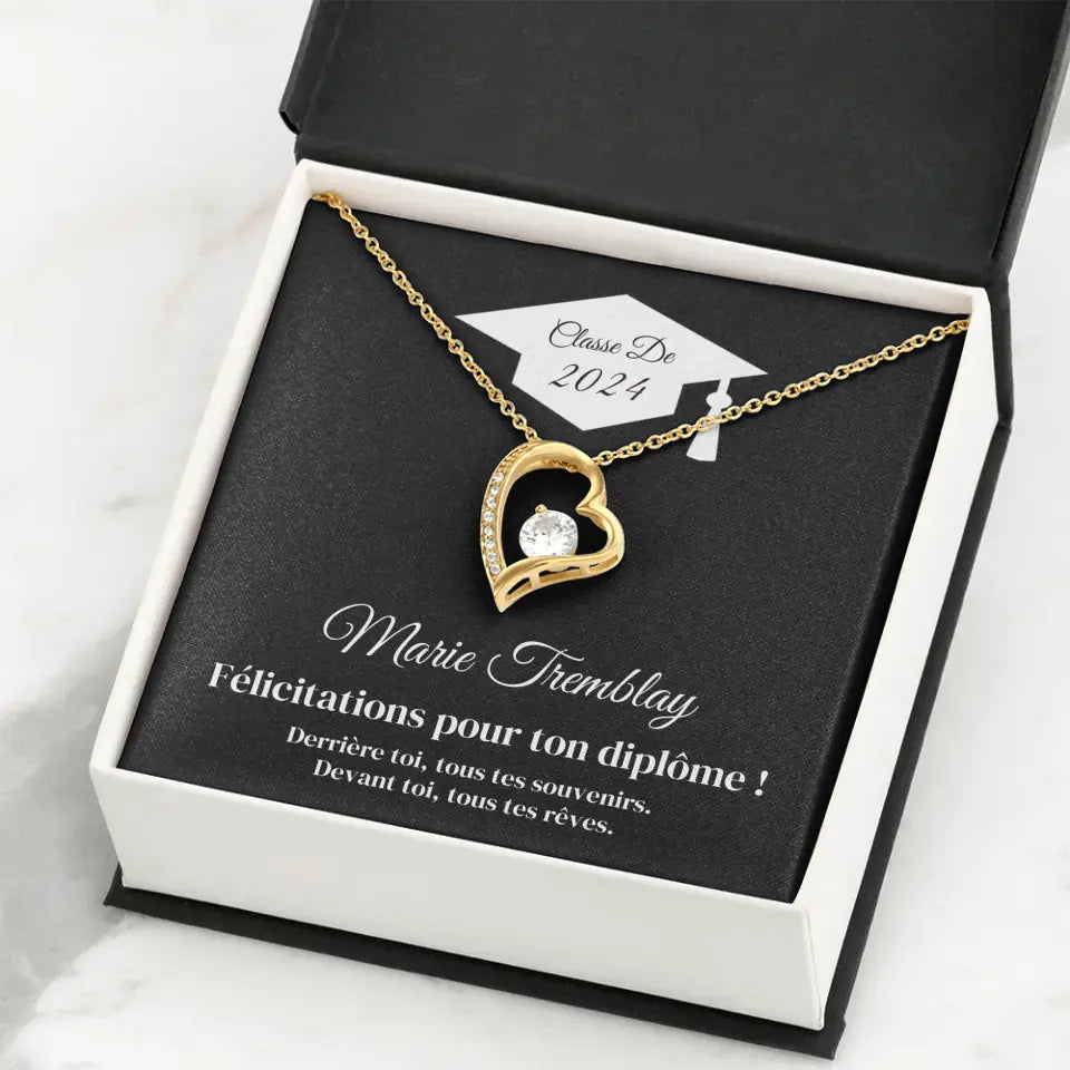 Cadeau De Graduation Personnalisé Pour Femme | Collier Coeur En Or