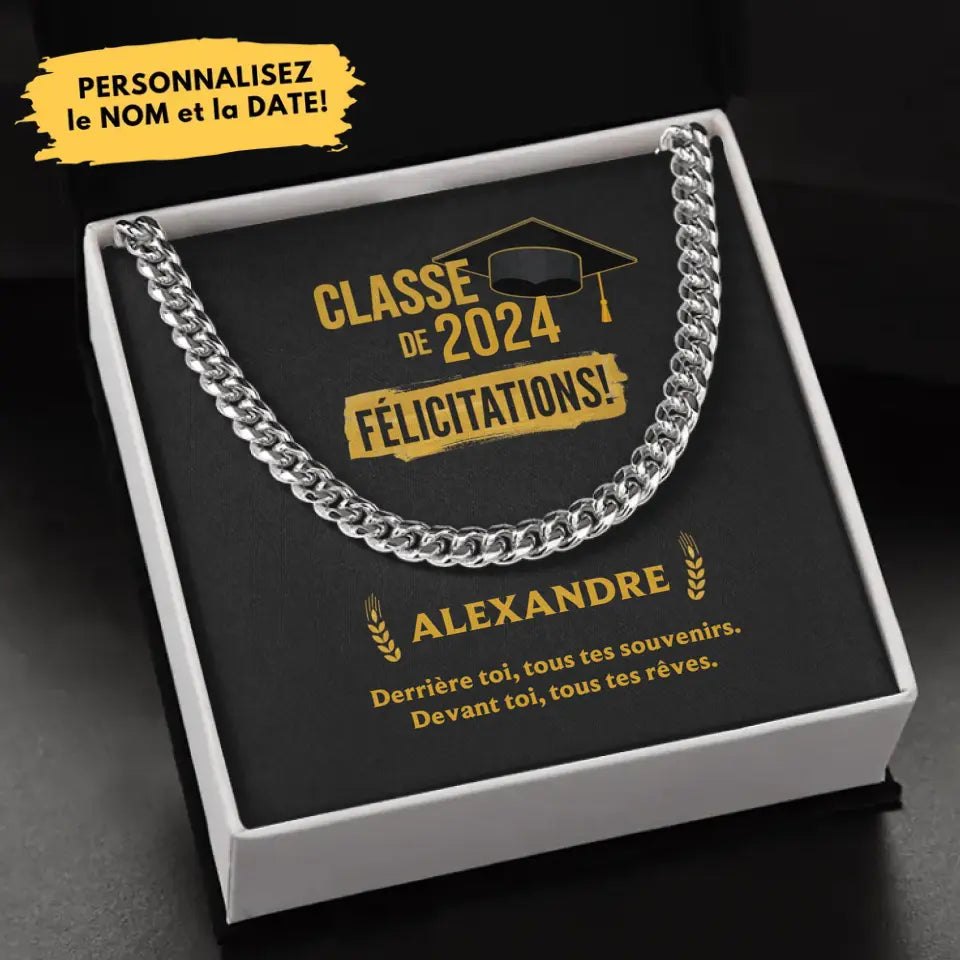 Cadeau de graduation personnalisé pour garçon | Chaîne Miami Deluxe