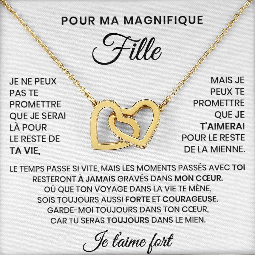 Pour Ma Précieuse Petite Fille - Collier Coeurs Entrelacés En Or Jaune 18K