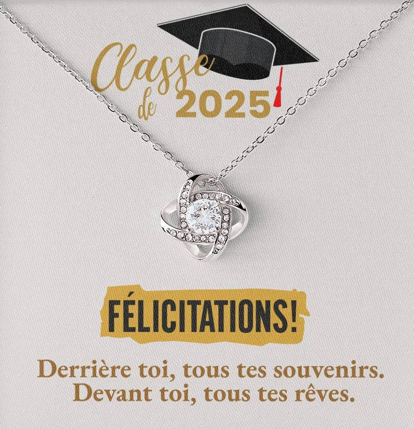 Félicitations! Cadeau de graduation 2025 | Collier Noeud d'Amour