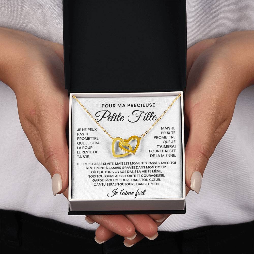 Pour Ma Précieuse Petite Fille - Collier Coeurs Entrelacés En Or Jaune 18K