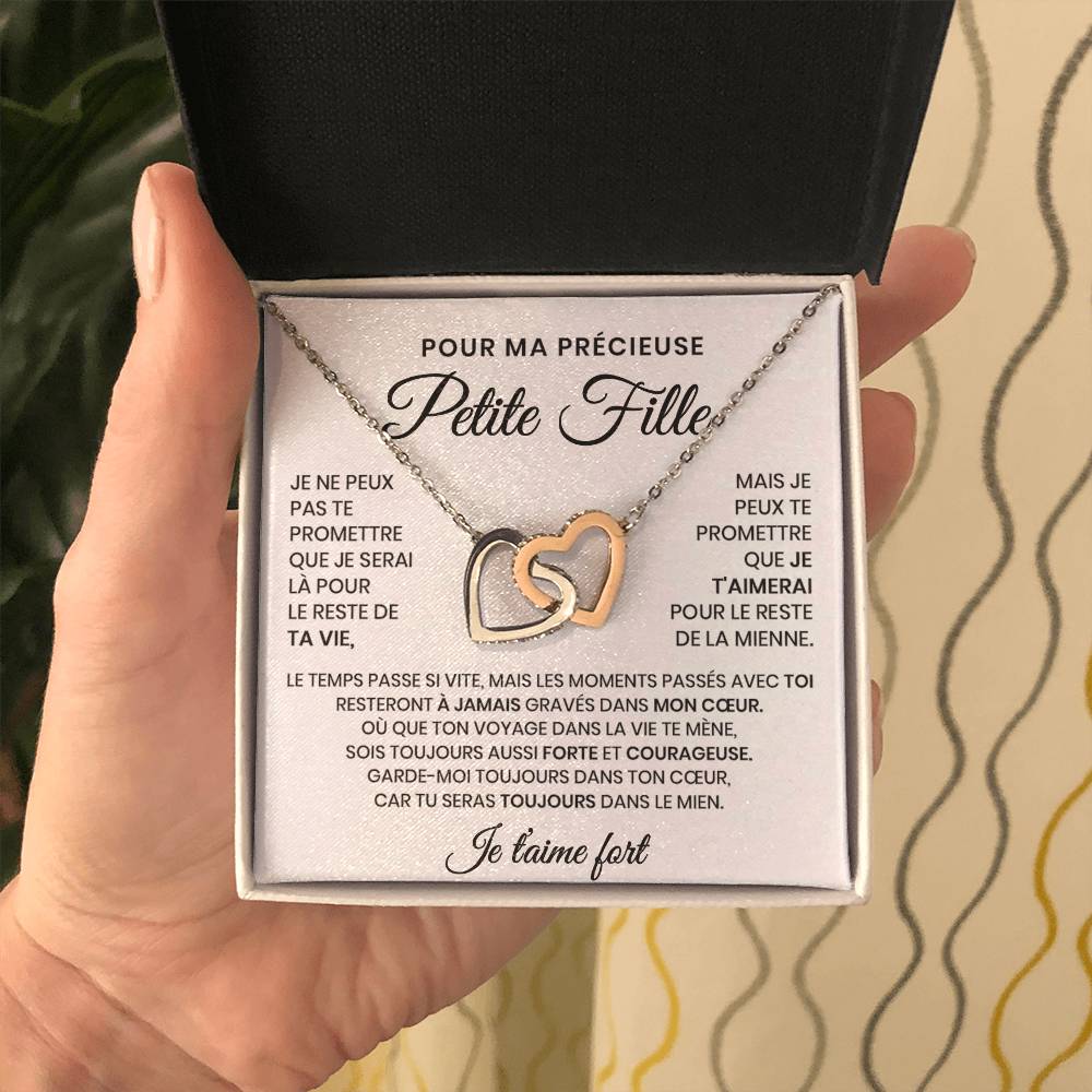 Pour Ma Précieuse Petite Fille - Collier Coeurs Entrelacés En Or Jaune 18K