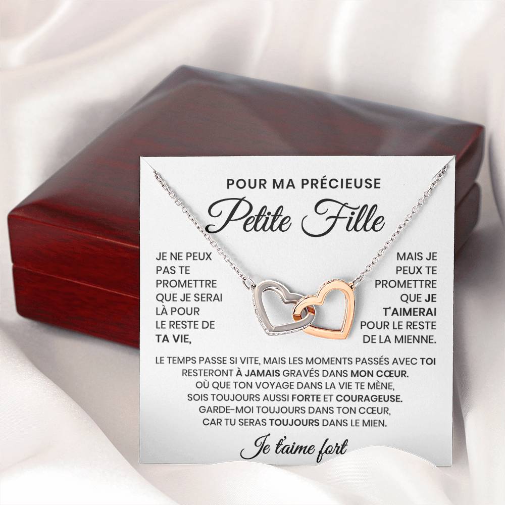 Pour Ma Précieuse Petite Fille - Collier Coeurs Entrelacés En Or Jaune 18K