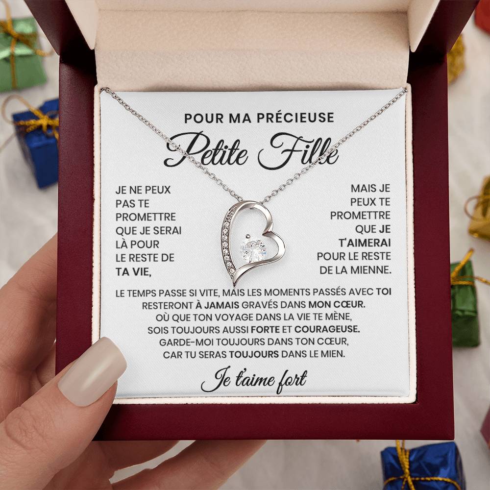 Pour Ma Précieuse Petite Fille - Collier Coeurs Entrelacés En Or Jaune 18K