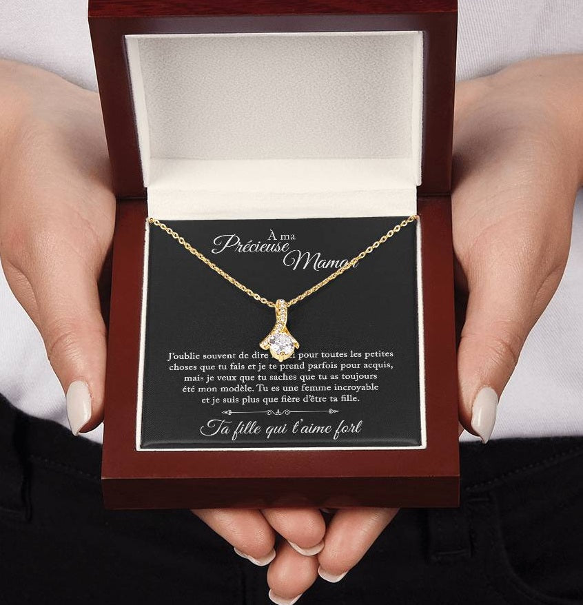 À Ma Précieuse Maman - Je Suis Fière D'être Ta Fille - Collier Noeud D'amour