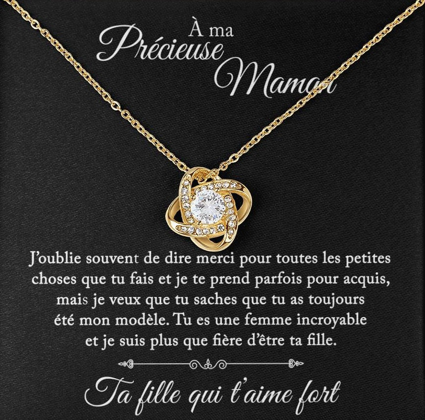 À Ma Précieuse Maman - Je Suis Fière D'être Ta Fille - Collier Noeud D'amour