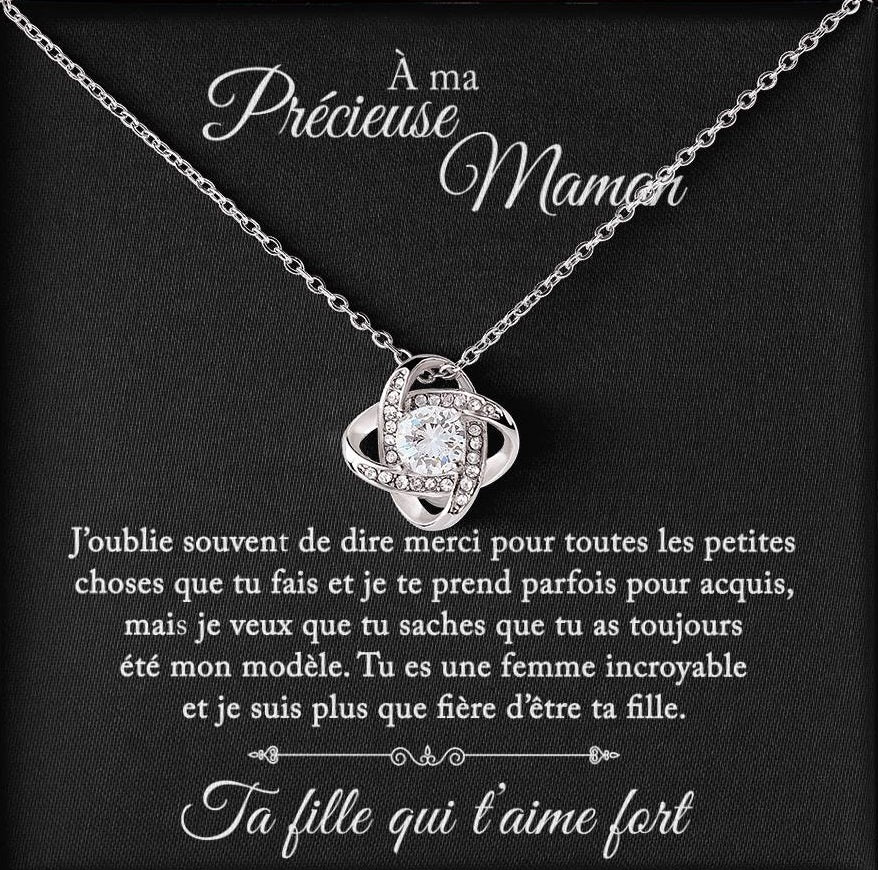 À ma merveilleuse maman - Collier et boucles d'oreilles noeud d'amour