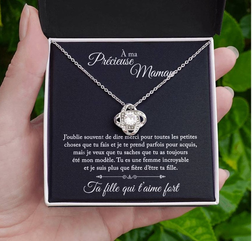À Ma Précieuse Maman - Je Suis Fière D'être Ta Fille - Collier Noeud D'amour