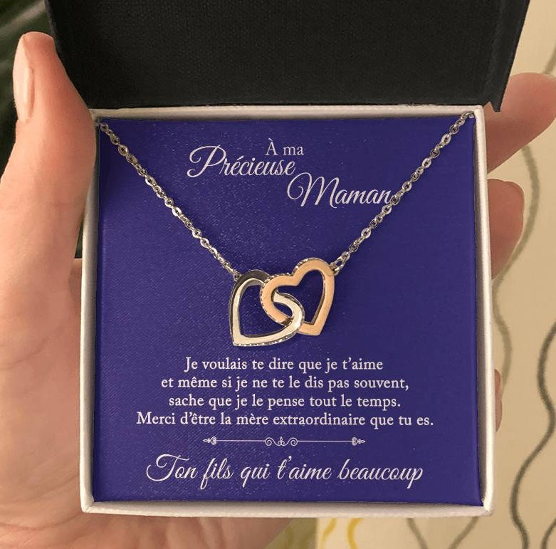 À ma précieuse maman - Ton fils qui t'aime - Collier Coeur