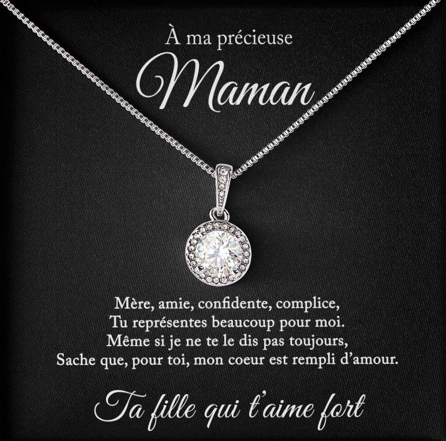 Collier Mère Fille - Pour ma précieuse maman - De ta fille qui t'aime fort