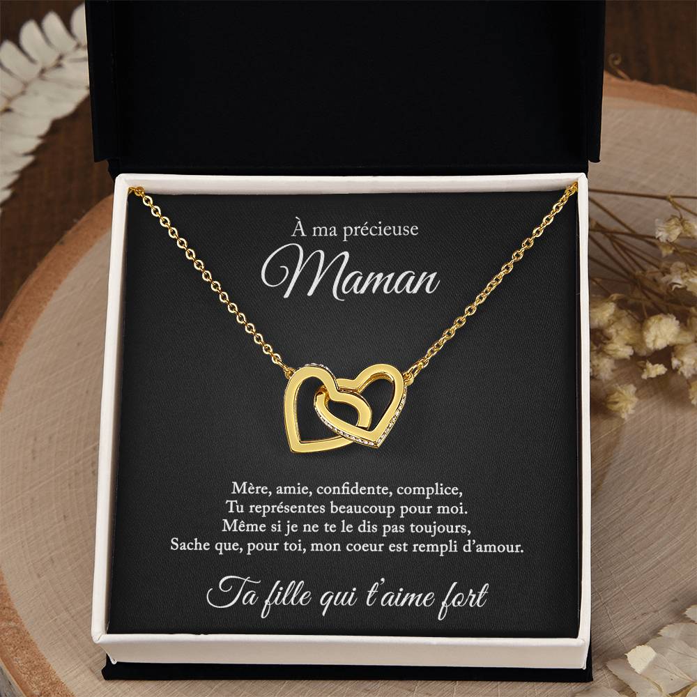 Collier Mère Fille - Pour ma précieuse maman - De ta fille qui t'aime fort