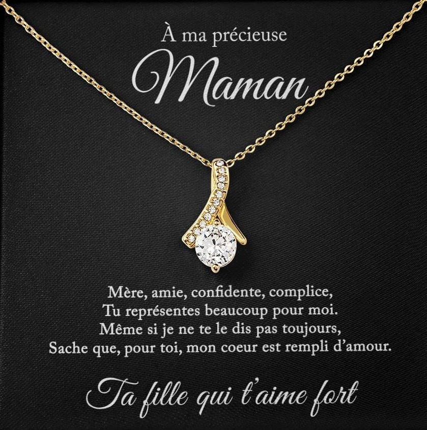 Collier Mère Fille - Pour ma précieuse maman - De ta fille qui t'aime fort