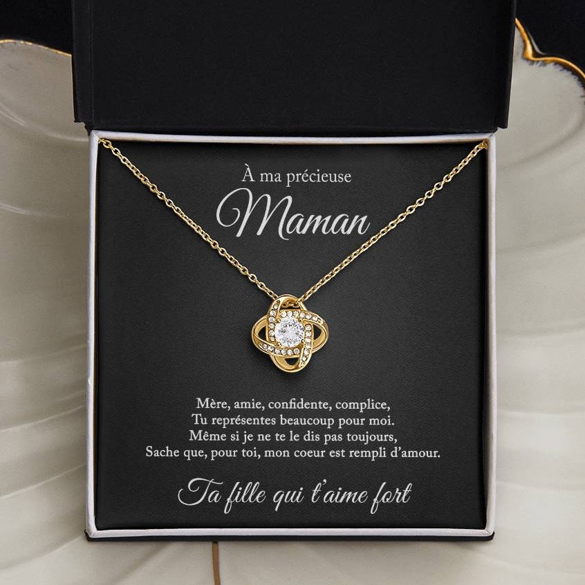Collier Mère Fille - Pour ma précieuse maman - De ta fille qui t'aime fort
