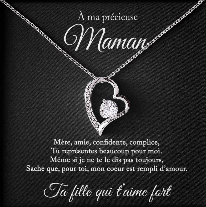 Collier Mère Fille - Pour ma précieuse maman - De ta fille qui t'aime fort