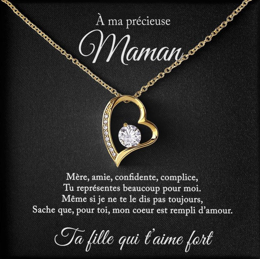 Collier Mère Fille - Pour ma précieuse maman - De ta fille qui t'aime fort
